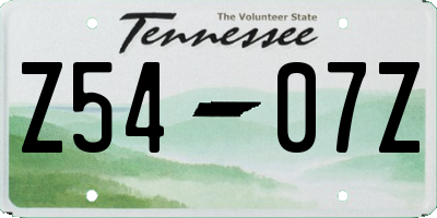 TN license plate Z5407Z