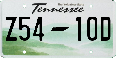 TN license plate Z5410D