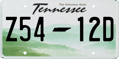TN license plate Z5412D