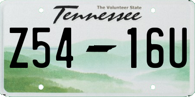 TN license plate Z5416U