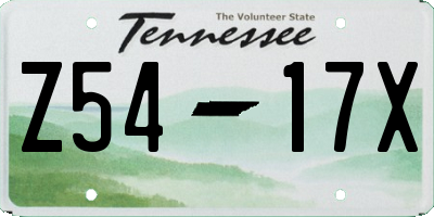 TN license plate Z5417X