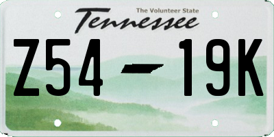 TN license plate Z5419K