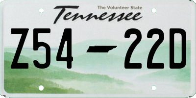 TN license plate Z5422D