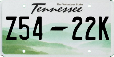 TN license plate Z5422K