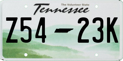 TN license plate Z5423K