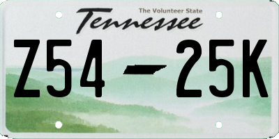 TN license plate Z5425K