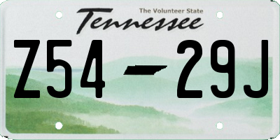 TN license plate Z5429J