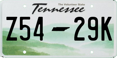 TN license plate Z5429K