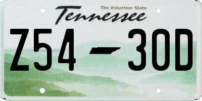 TN license plate Z5430D