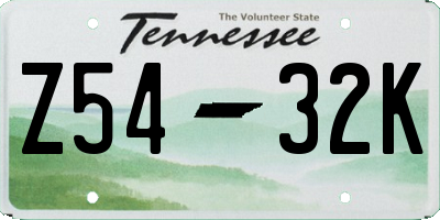 TN license plate Z5432K