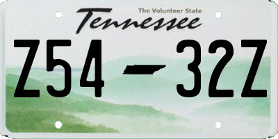 TN license plate Z5432Z