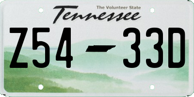 TN license plate Z5433D