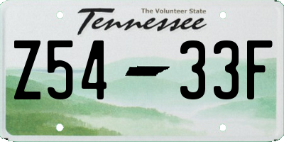 TN license plate Z5433F