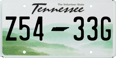 TN license plate Z5433G