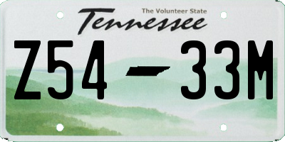 TN license plate Z5433M