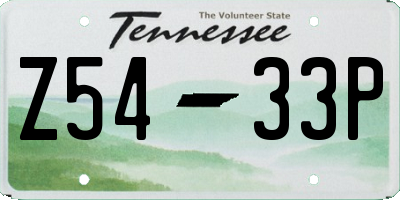 TN license plate Z5433P