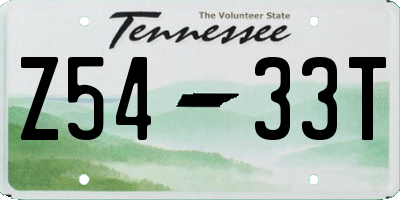 TN license plate Z5433T