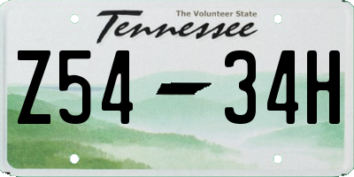 TN license plate Z5434H