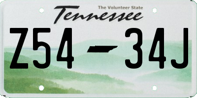 TN license plate Z5434J