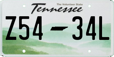 TN license plate Z5434L