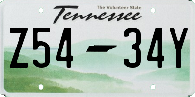 TN license plate Z5434Y