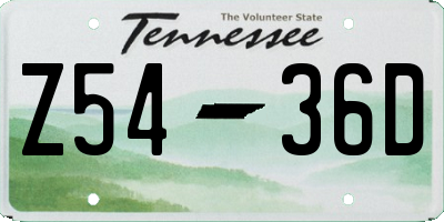 TN license plate Z5436D