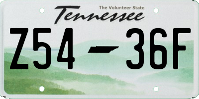 TN license plate Z5436F