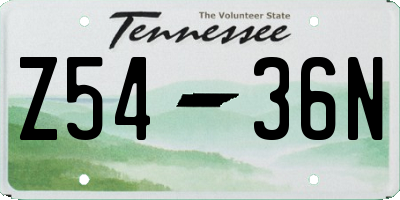 TN license plate Z5436N