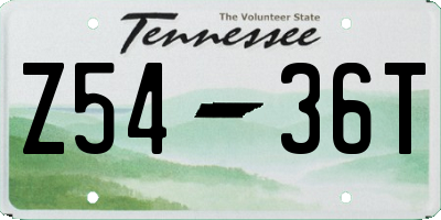 TN license plate Z5436T