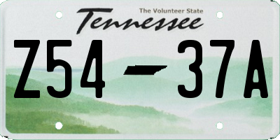 TN license plate Z5437A