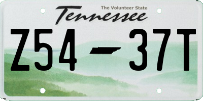 TN license plate Z5437T