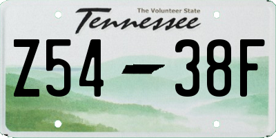 TN license plate Z5438F