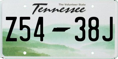 TN license plate Z5438J