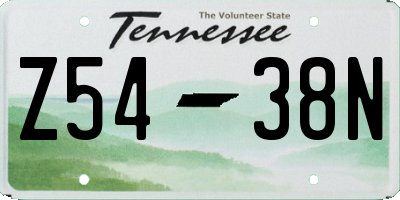 TN license plate Z5438N