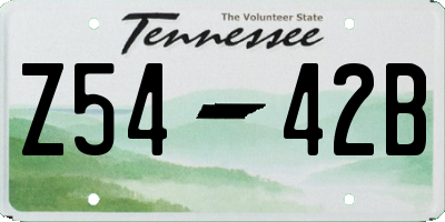 TN license plate Z5442B