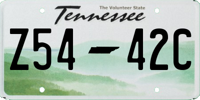 TN license plate Z5442C