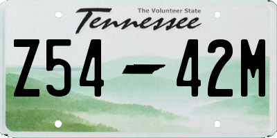 TN license plate Z5442M