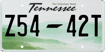TN license plate Z5442T