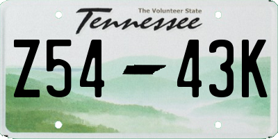 TN license plate Z5443K