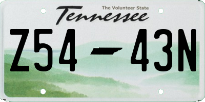 TN license plate Z5443N