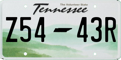 TN license plate Z5443R