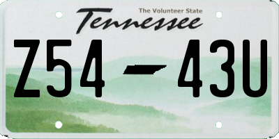 TN license plate Z5443U