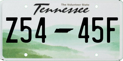 TN license plate Z5445F