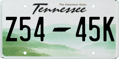 TN license plate Z5445K