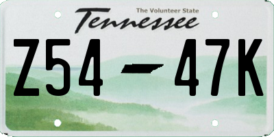 TN license plate Z5447K