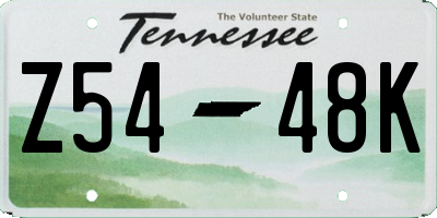 TN license plate Z5448K