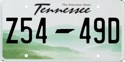 TN license plate Z5449D