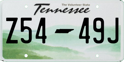 TN license plate Z5449J