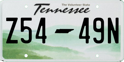 TN license plate Z5449N