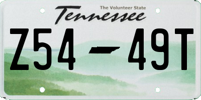 TN license plate Z5449T